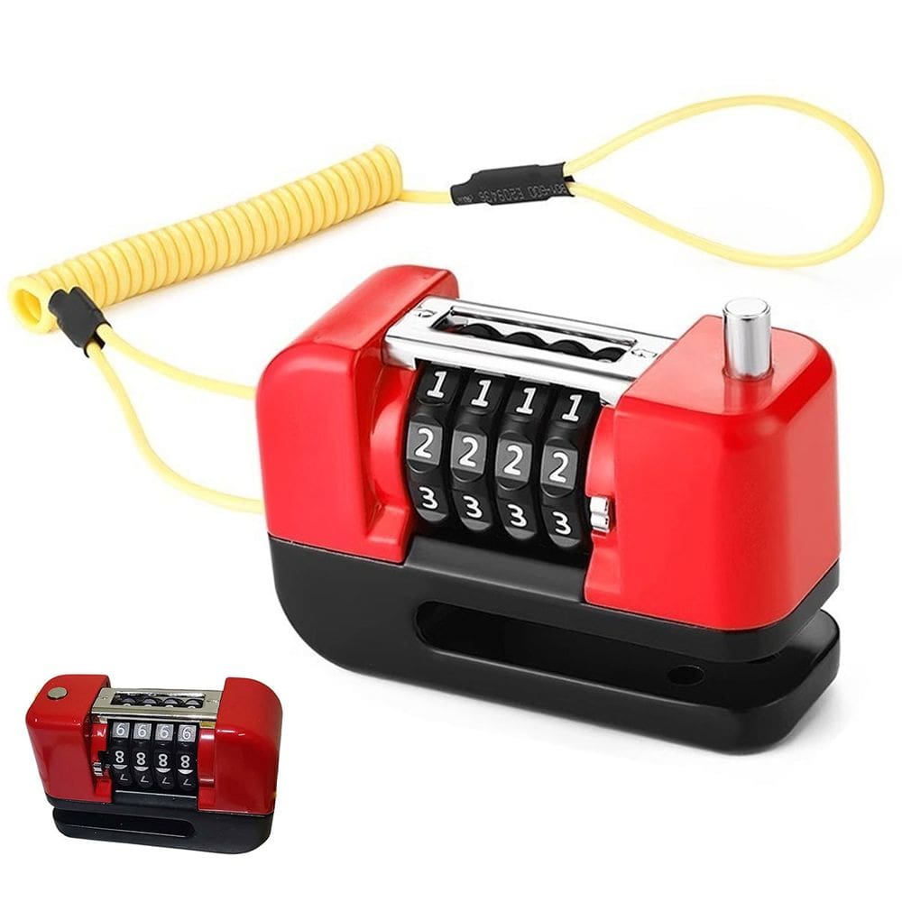 Trava de Disco Freio Senha 4 digitos Antifurto Moto Motocicleta Bike Bicicleta Cadeado Segurança Resistente Proteçao