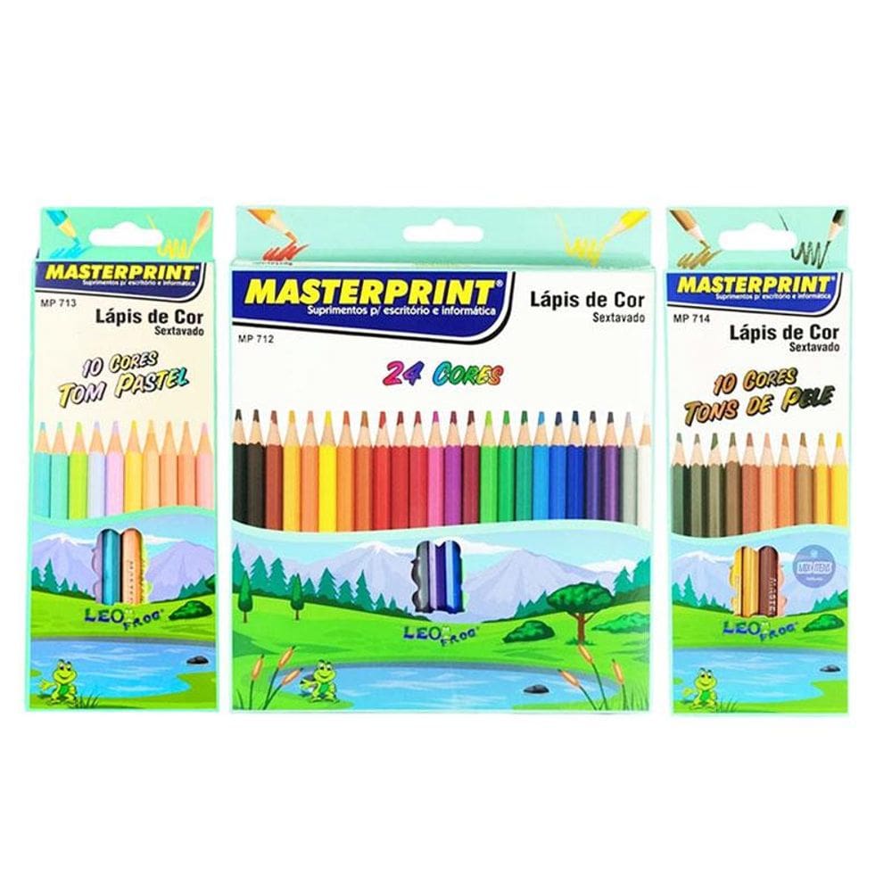 Kit Lápis de Cor Sextavado 44 Cores - Masterprint