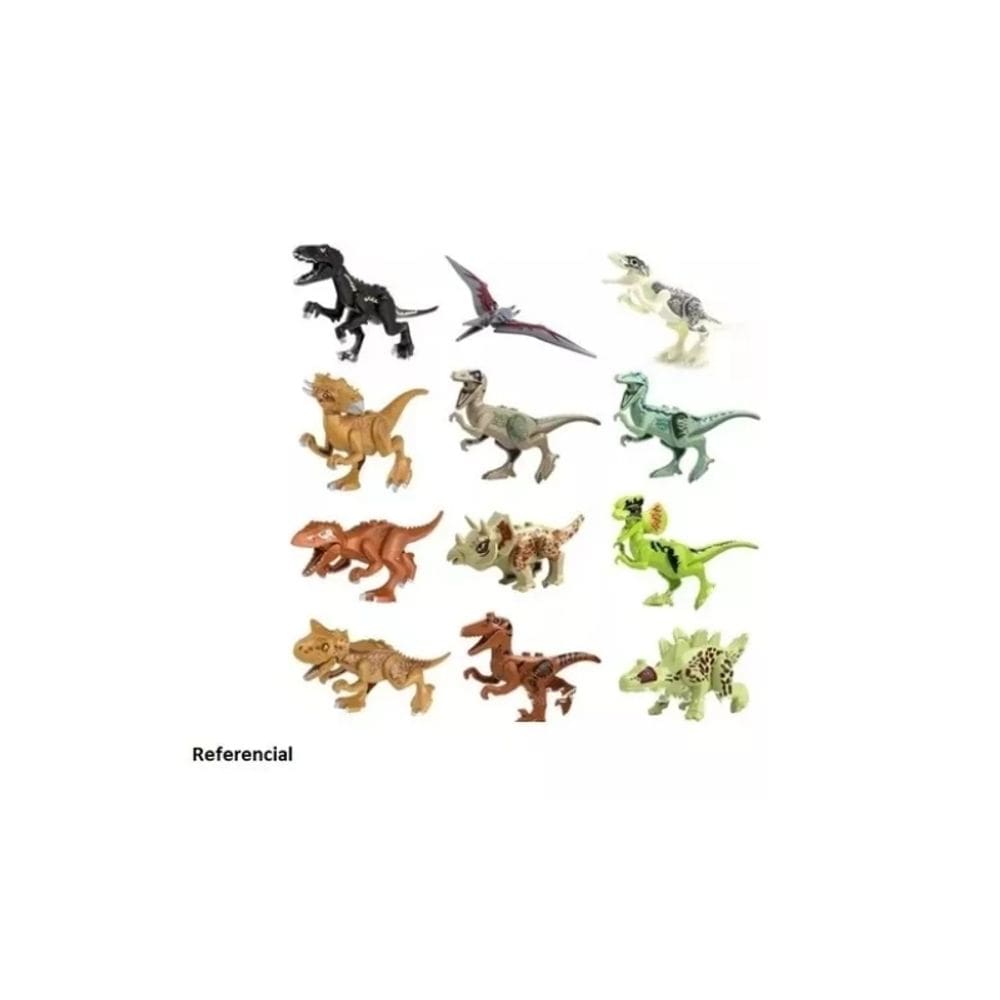 Conjunto Lego Mc toys Jurassic World X12 Dinossauros com 12 cm de altura