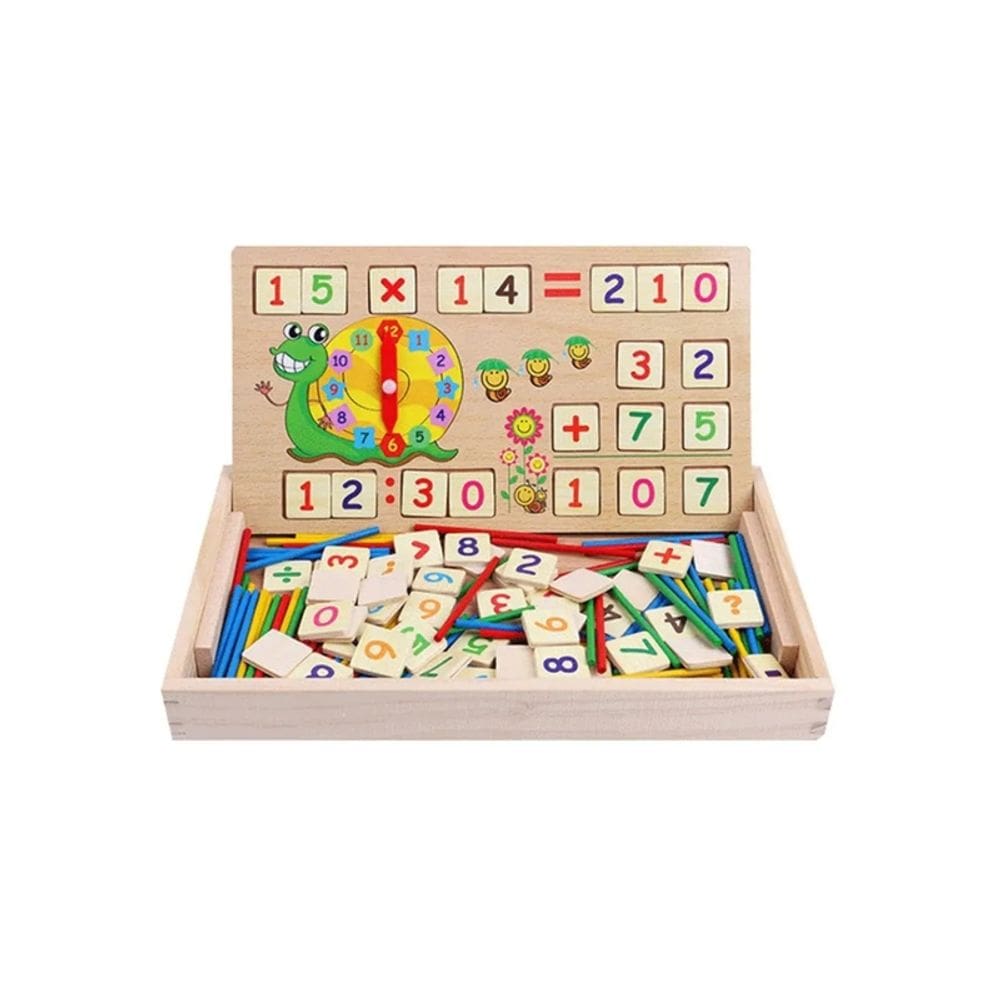 Relógio matemático Montessori Suma Resta de brinquedo matemático com quadro negro