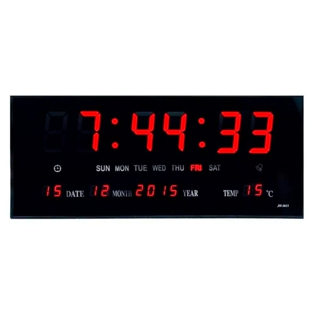 Relógio digital de parede LED com sensor de data e temperatura