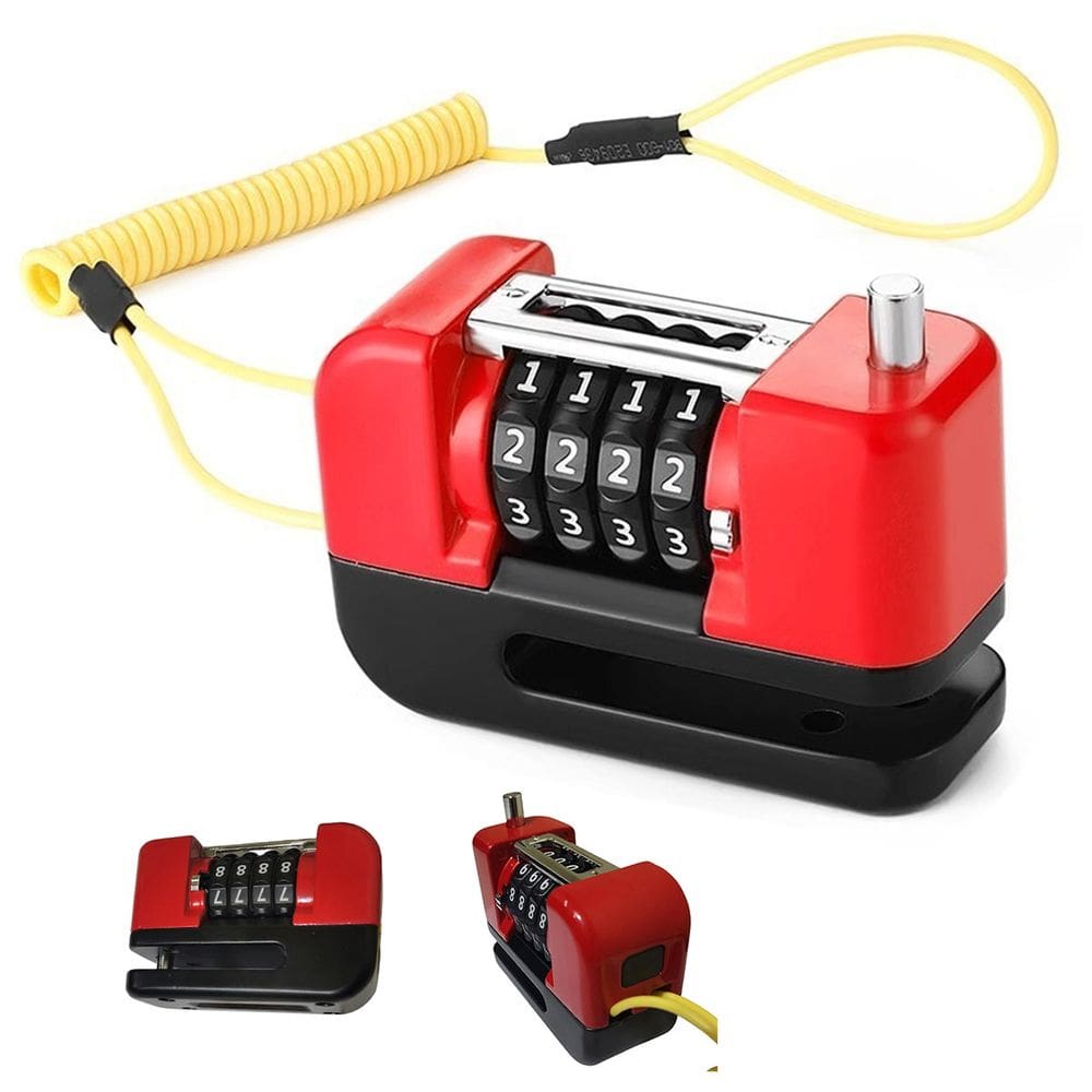 Trava de Disco Freio Antifurto Senha 4 digitos Moto Bike Motocicleta Bicicleta Cadeado Segurança Proteçao Resistente
