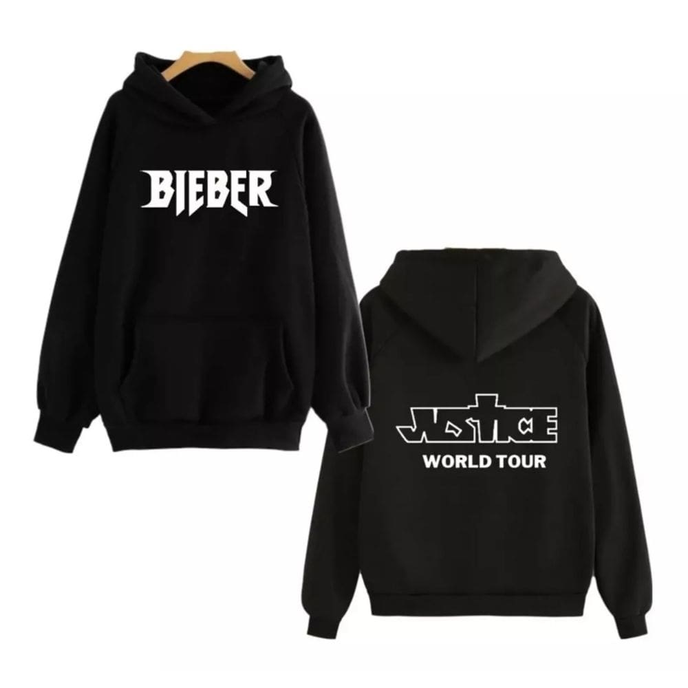 Moletom Pollon Justin Bieber Justin Bieber Justice World Tour Black Cot