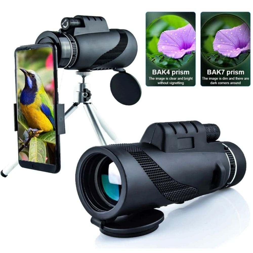 Monocular 80x100 impermeável com tripé para smartphone