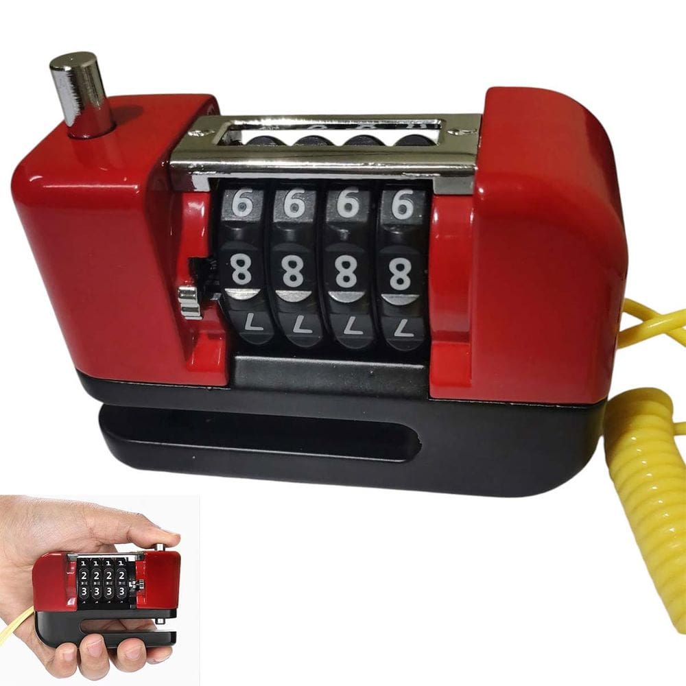 Trava de Disco Freio Antifurto Senha 4 digitos Moto Motocicleta Bike Bicicleta Cadeado Resistente Segurança Proteçao