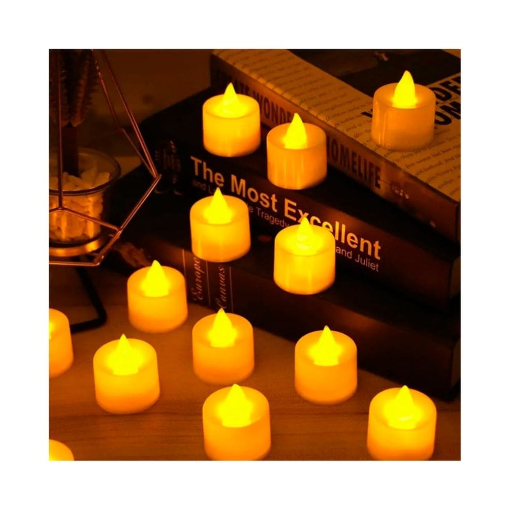 Pacote de 24 velas LED com efeito de chama e bateria