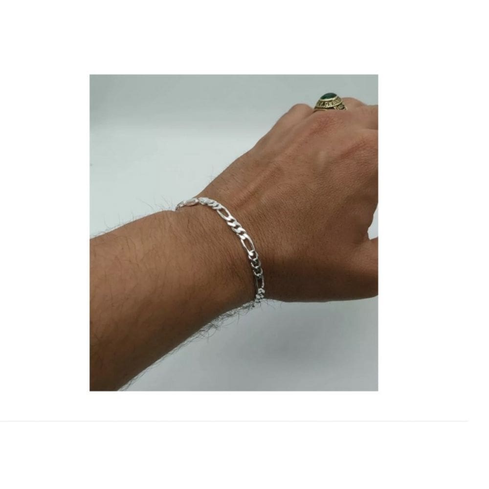 Pulseira em prata 925 modelo Figaro italiano para homens com 20 cm de comprimento