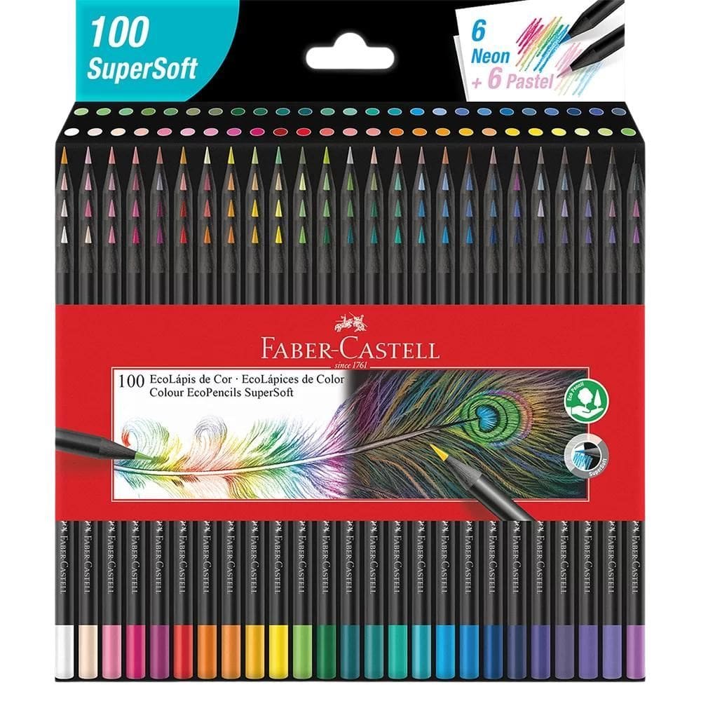 Lápis de Cor EcoLápis SuperSoft 100 Cores Faber-Castell Limitado