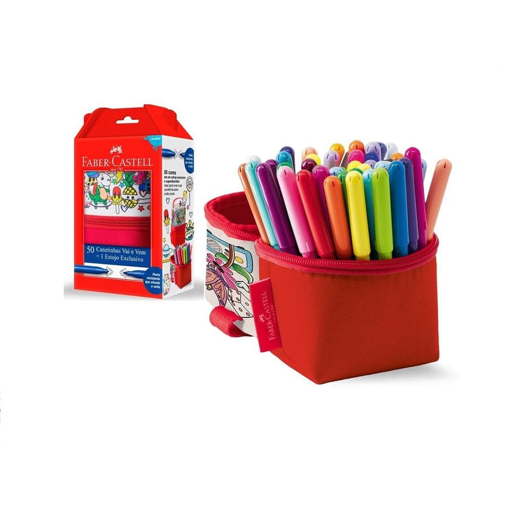 Kit Canetinhas Vai e Vem 50 cores com Estojo  -  Faber Castell
