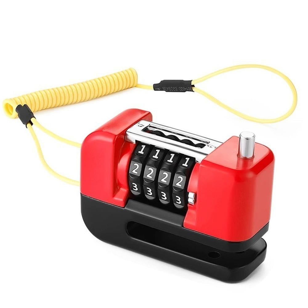 Trava de Disco Freio Senha 4 digitos Antifurto Moto Bike Motocicleta Bicicleta Cadeado Proteçao Segurança