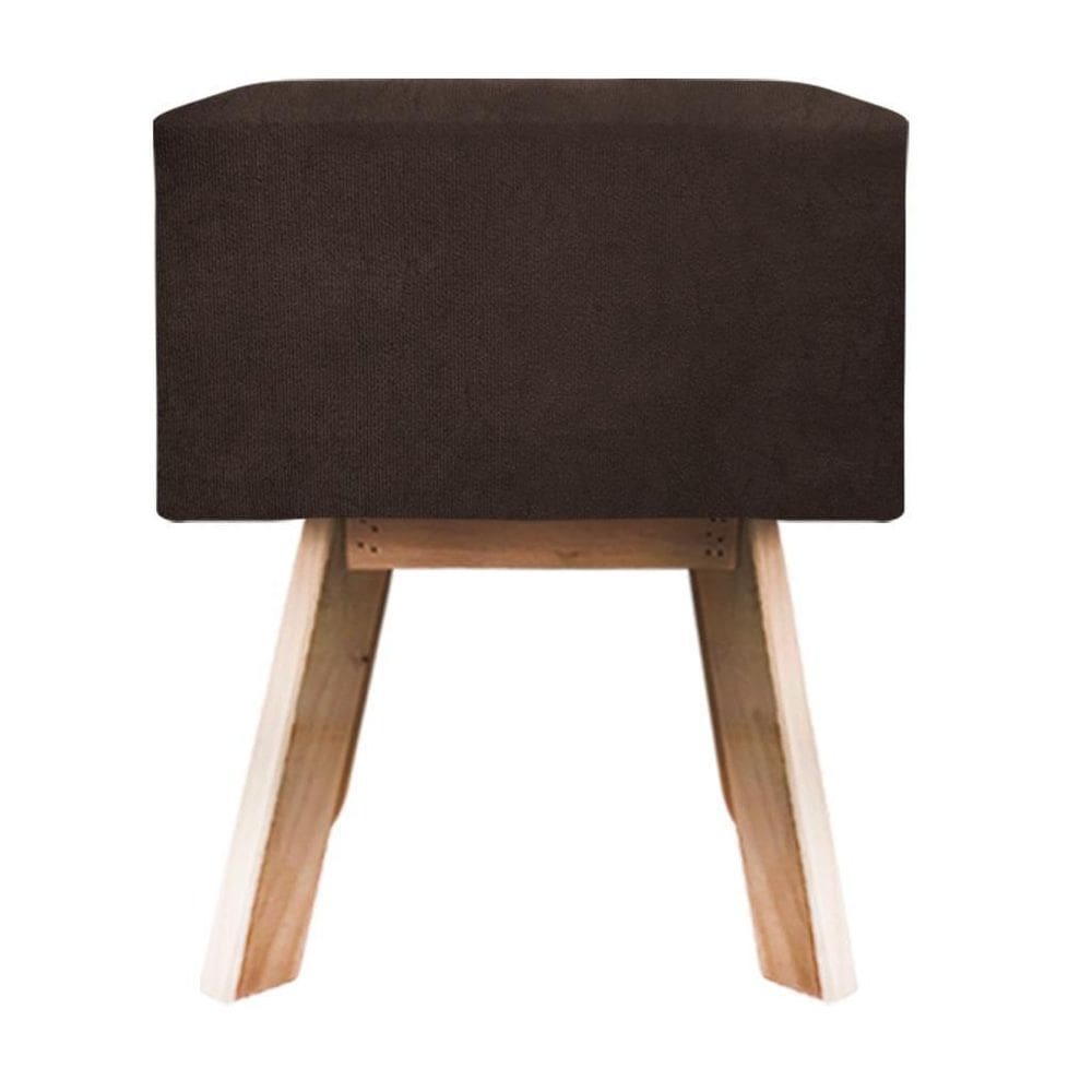 Puff Banqueta Quadrada Retrô Suede - Marrom Escuro