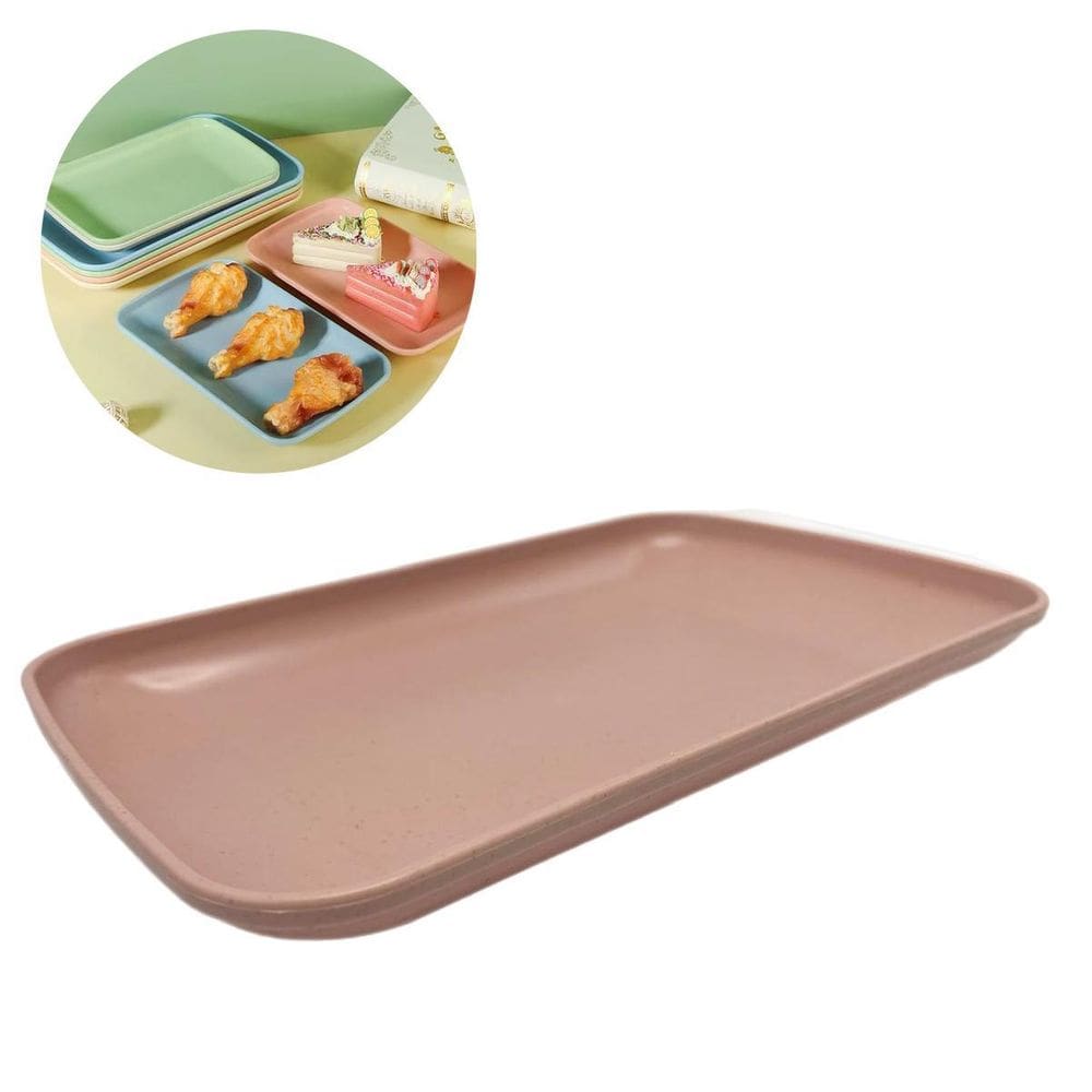 Kit 6Pçs Travessa De Bambu Pp Para Servir Bandeja 21X14Cm