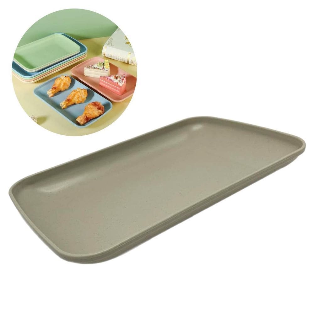 Kit 6Pçs Travessa De Bambu Pp Para Servir Bandeja 21X14Cm