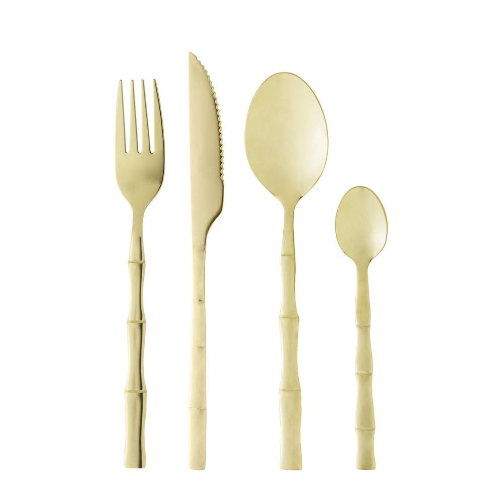 Faqueiro 16 Peças de Aço Inox Bambu Elegant Champanhe Mesa P