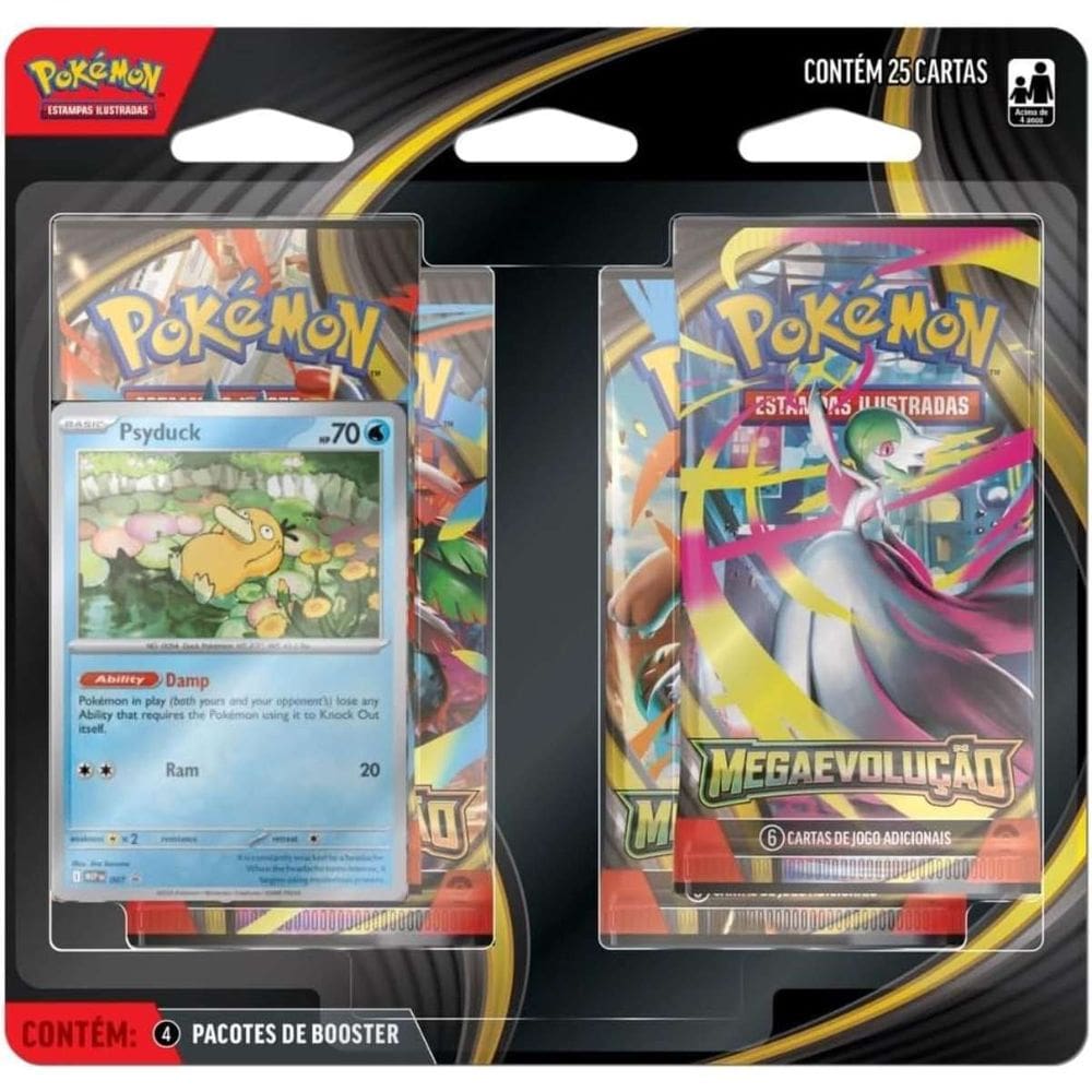 Blister Quadruplo Pokémon Megaevolução 1 Psyduck Copag 25 Cartas