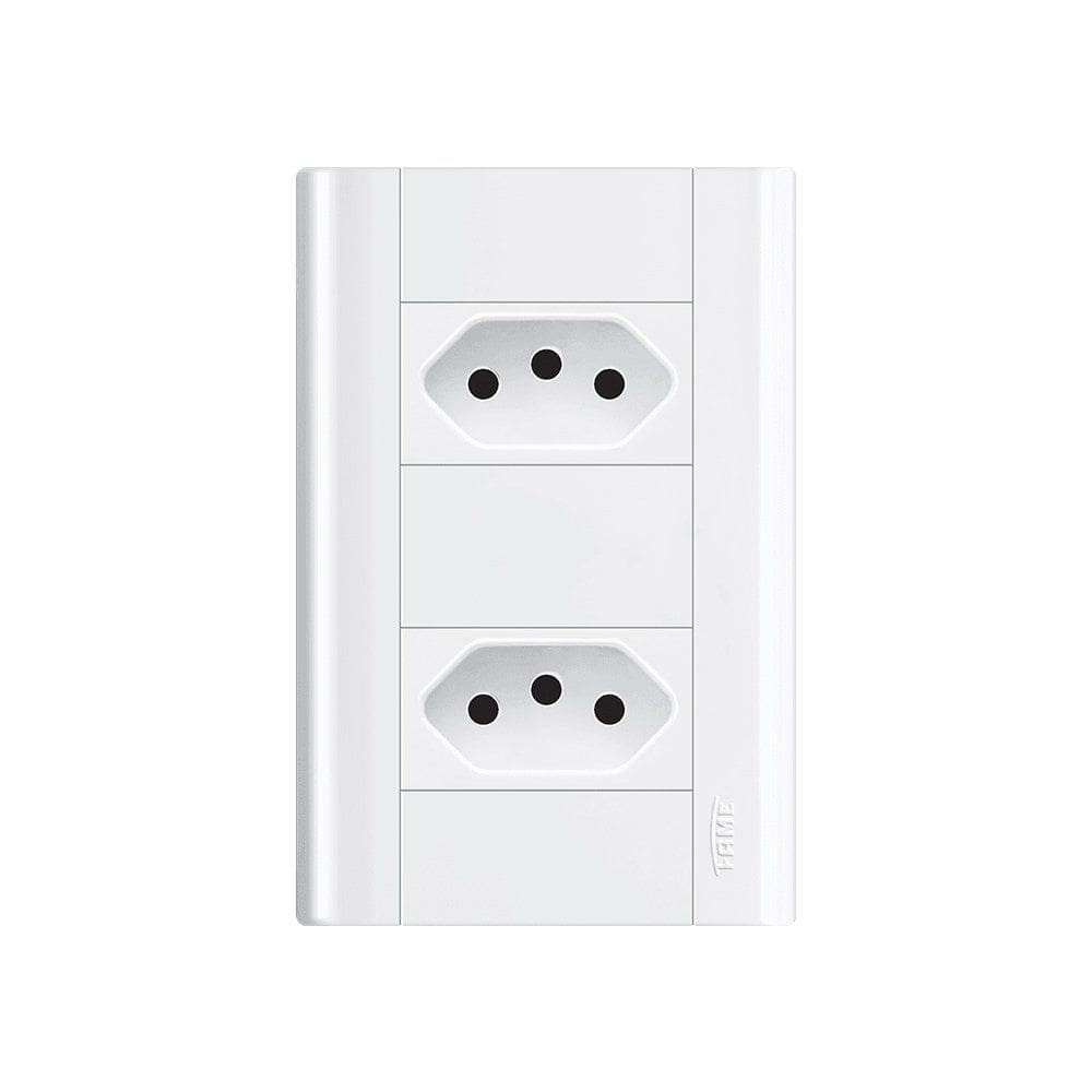 Tomada Dupla Fame Modulare 2P+T 10A com Placa 4x2