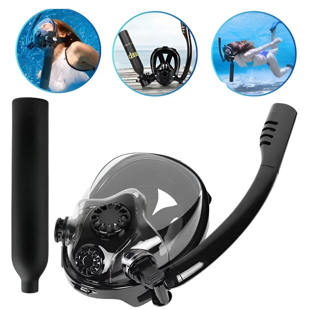 Mascara De Mergulho Cilindro Oxigenio Snorkel Oculos Manometro Full Face Anti Embaçamento