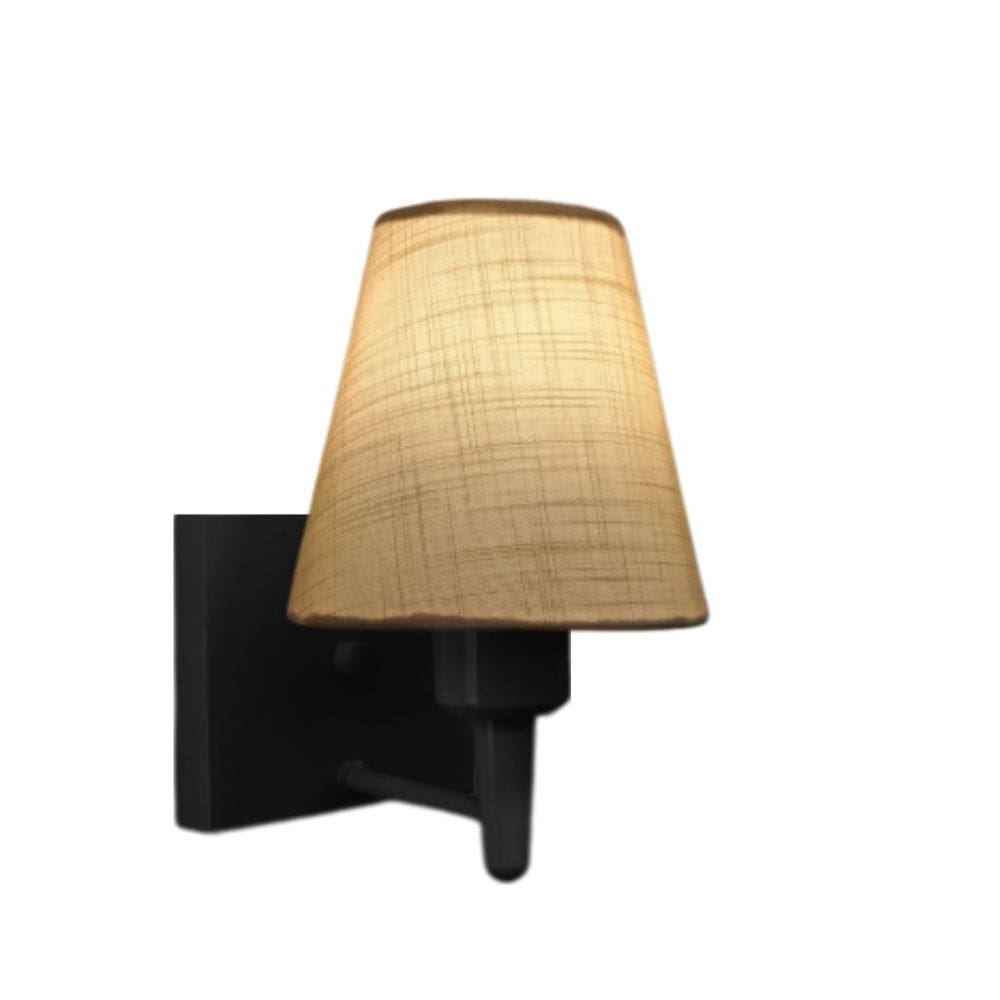 Arandela Quadrada Md-2034 Preto Cúpula em Tecido Cone Palha - Bivolt