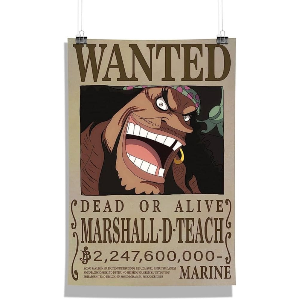 Pôster One Piece Reward Wanted Marshall D Teach 28x42cm