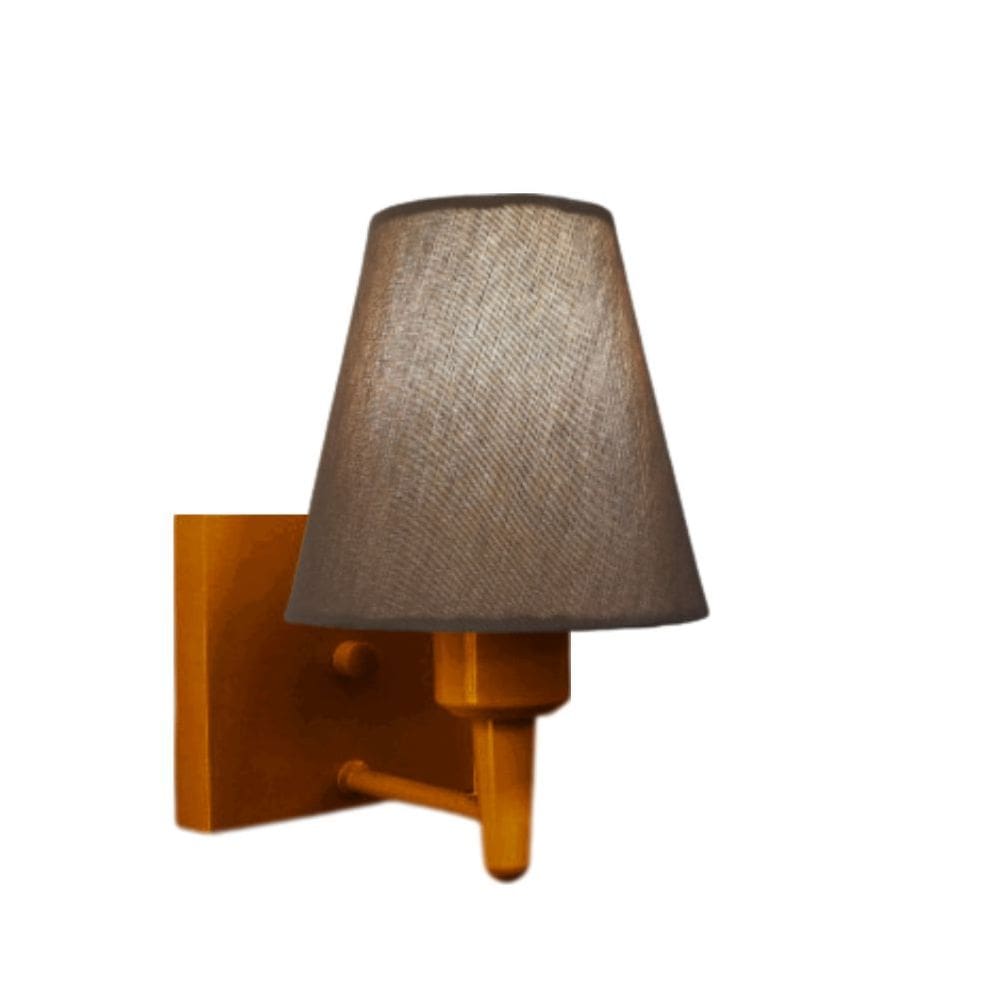 Arandela Quadrada Md-2034 Cobre Cúpula em Tecido Cone Caqui - Bivolt