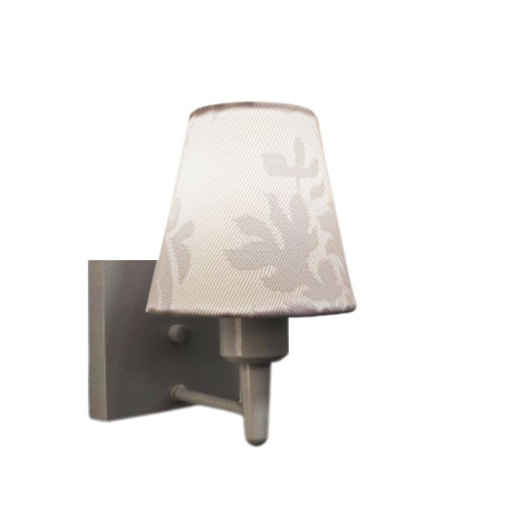 Arandela Quadrada Md-2034 Cinza Cúpula em Tecido Cone Renda Branca - Bivolt