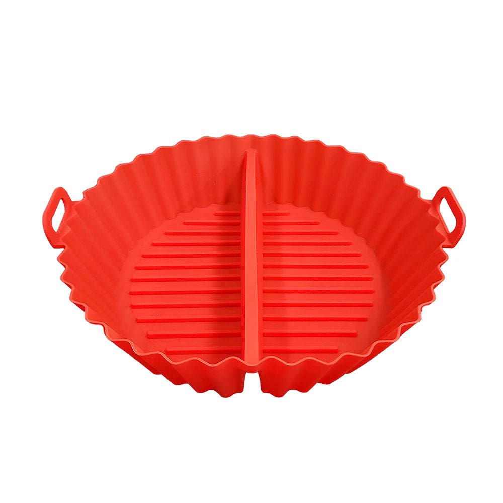 Forma de Silicone Redonda C/ Divisória Flexível P/ Air Fryer Reutilizável