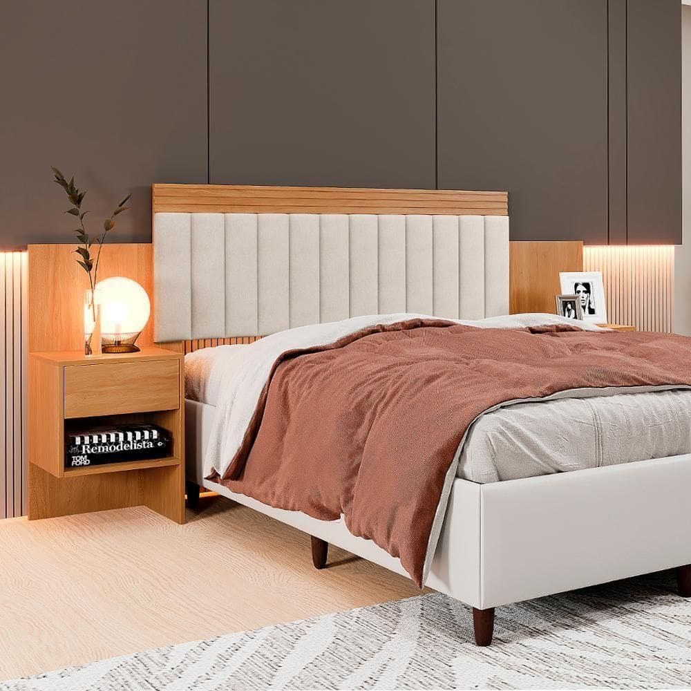 Cabeceira Estofada Colchão 1,40m E 1,60m Cinamomo