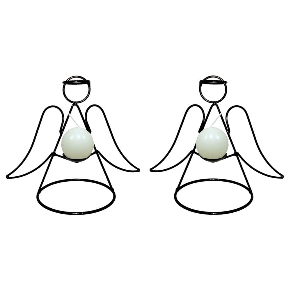 Anjos 2 castiçais porta vela Decorativo Velitas vela branca