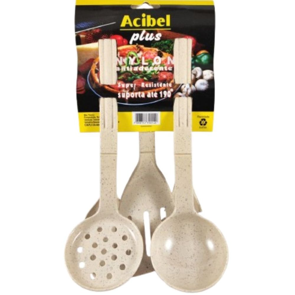 Utensílios 5 peças Talheres Antiaderente Nylon Vanilla JJB