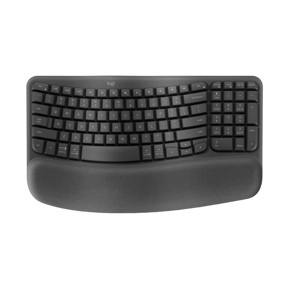 Teclado sem Fio Logitech Wave Keys Padrão US Ergonômico Bluetooth Logi Bolt - Grafite - 920-012281