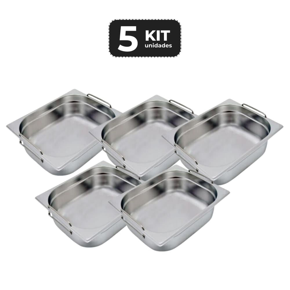 Kit 5 Cuba Com Alca Inox 1/2 Gn 150 Para Buffet