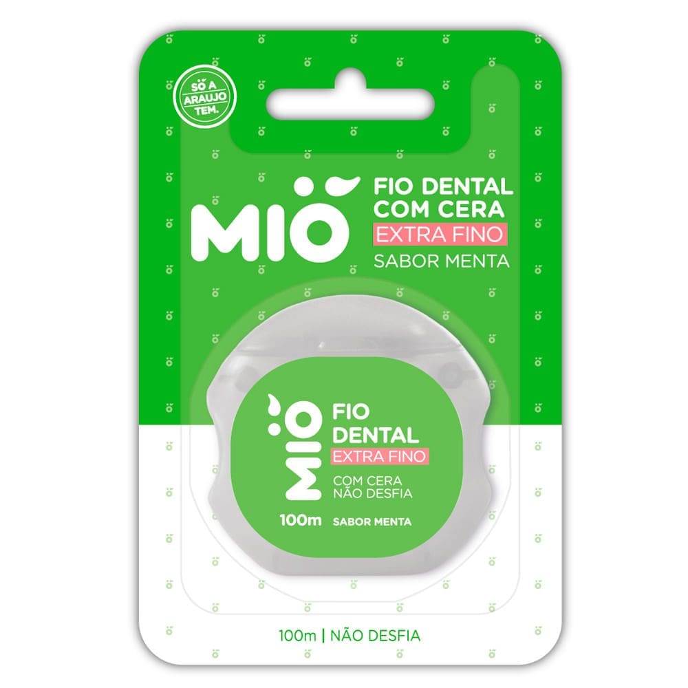Fio Dental Mió com Cera Extra Fino Sabor Menta 100m