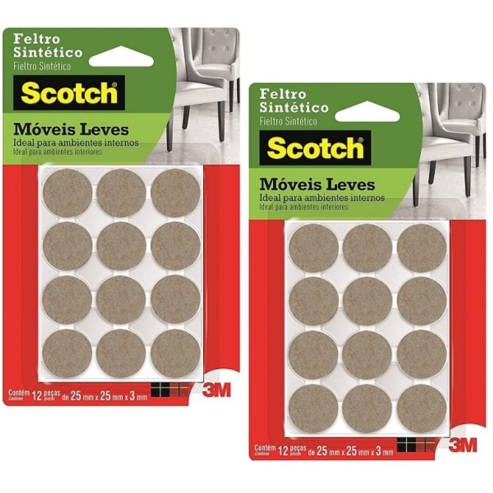 Kit com 24 Feltro Moveis Leves Redondo Marrom Pequeno
