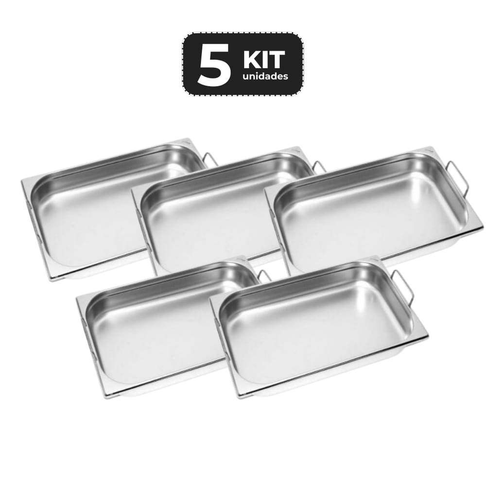 Kit 5 Cuba Com Alca Inox 1/1 Gn 65 Para Buffet