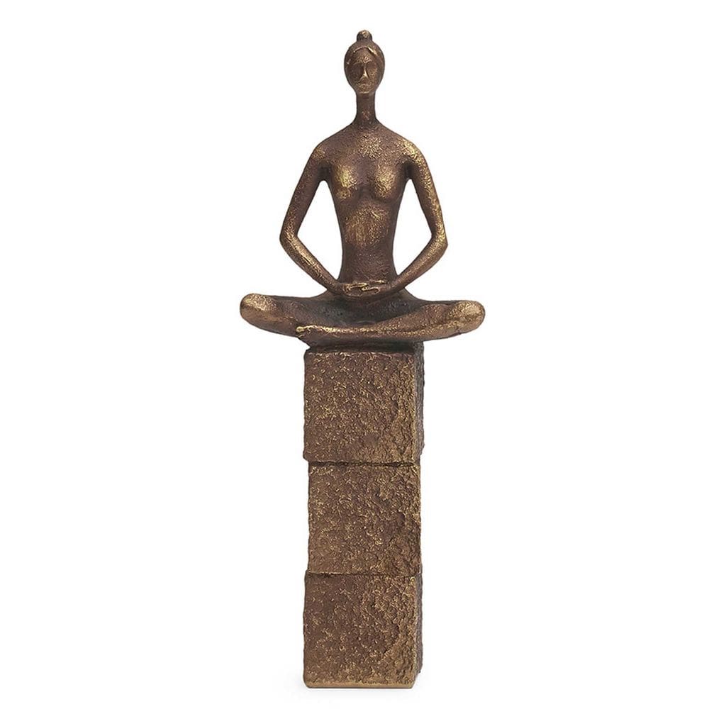 Escultura Decorativa Yoga em Poliresina Bronze 29cm 21526 Mart