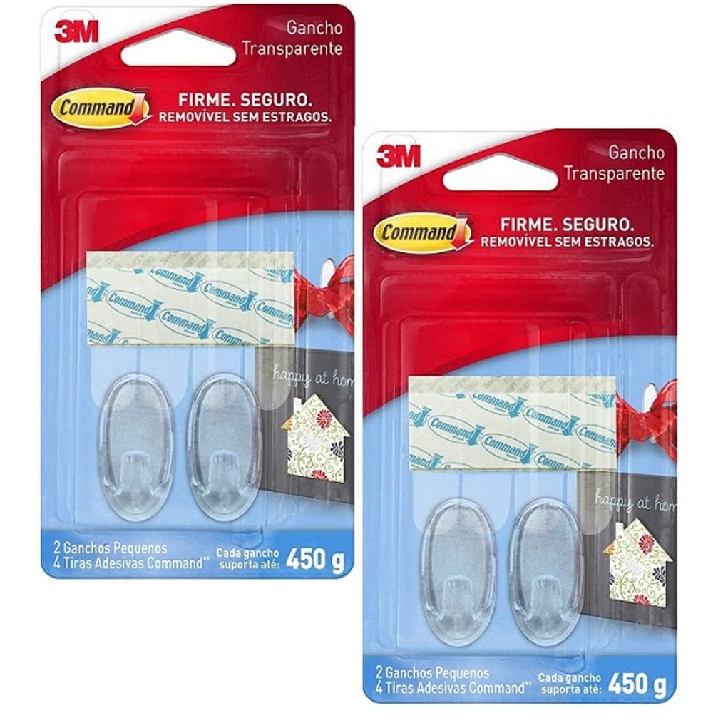 Kit com 4 Gancho Adesivo Command Pequeno ATE 450G 3M