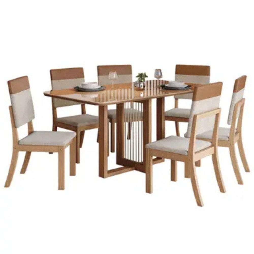 Conjunto de Mesa 6 cadeiras Assento Estofado Natali Henn
