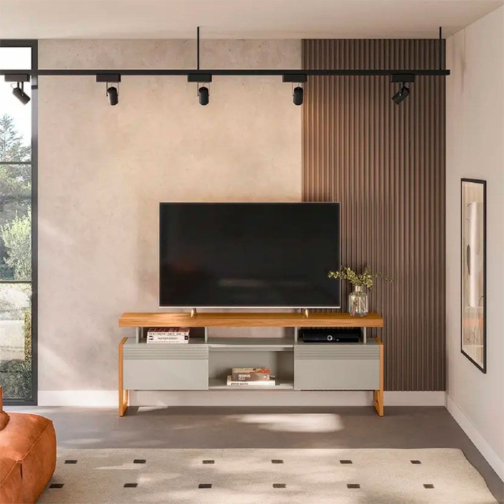 Rack para TV ate 70 2 Portas de Correr MDP e MDF Esmeralda Linea Brasil