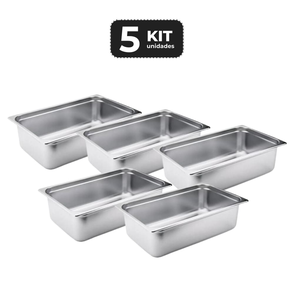 Kit 5 Cuba Sem Alca Inox 1/1 Gn 100 Para Buffet