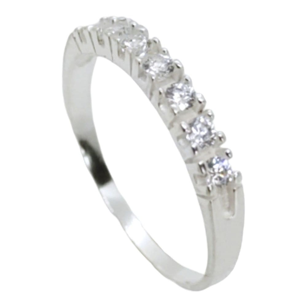 Anel Prata 925 Meia Aliança Aparador Cravejado 2Mm - Tam. 12