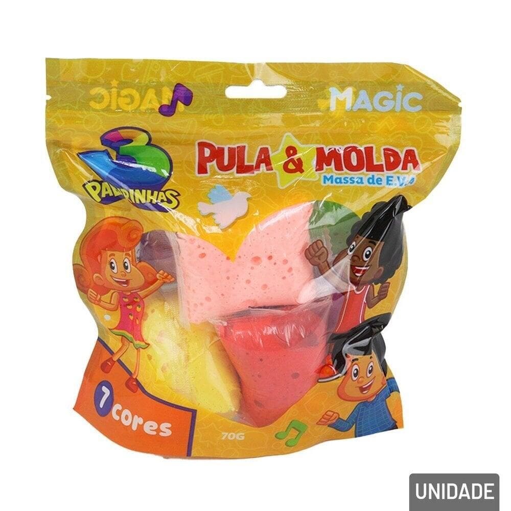 Massinha de Modelar 7 Pçs Pula e Molda 3 Palavras - Tudo em Caixa