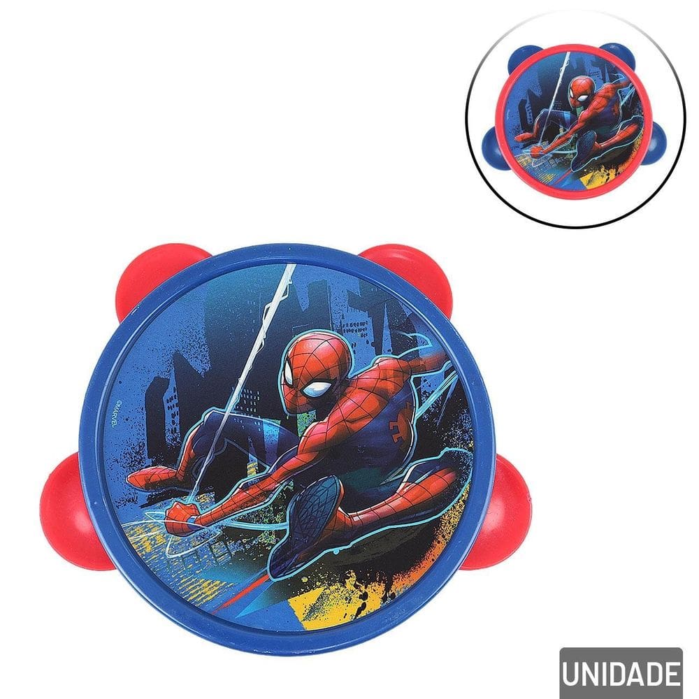 Pandeiro Infantil 13cm Homem Aranha Color - Tudo em Caixa