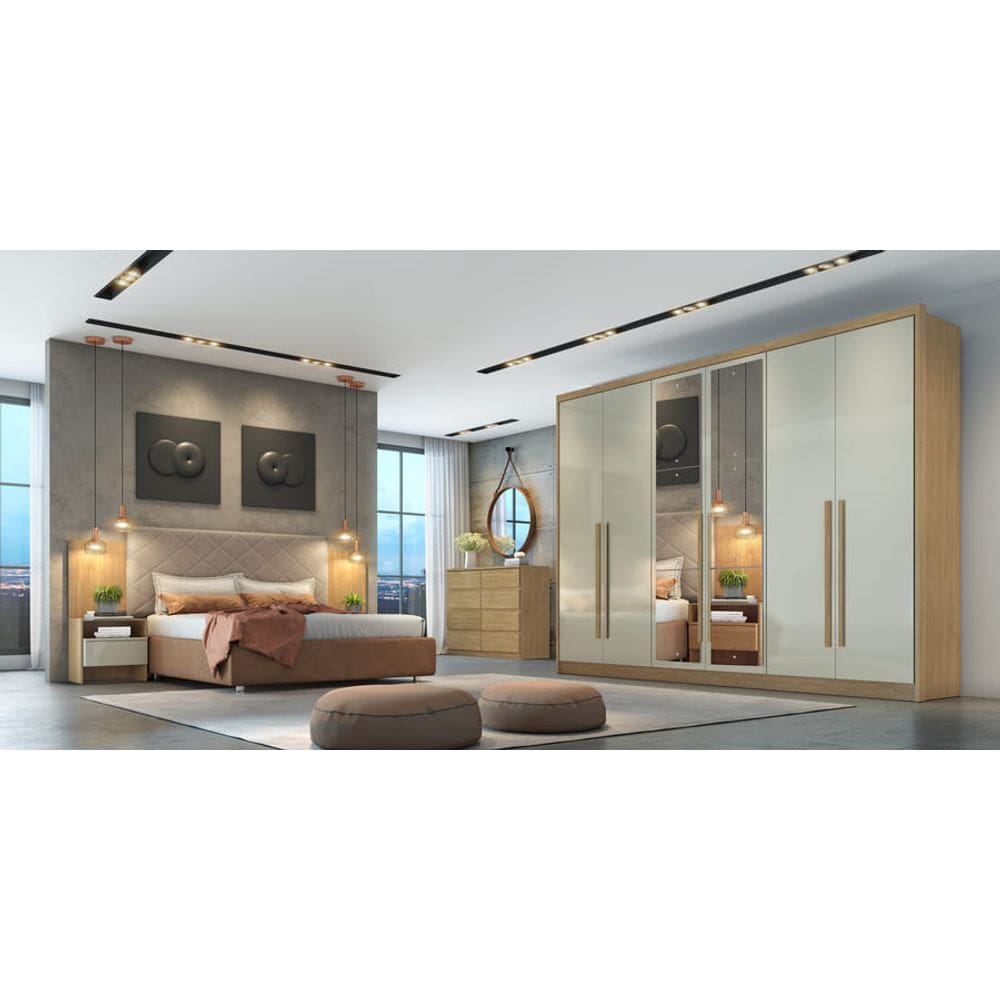 Guarda Roupa Casal - Livorno -Cumaru/Fendi - Novo Horizonte