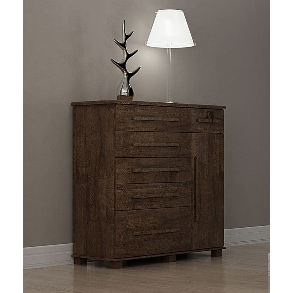 Cômoda para Quarto com Sapateira 6 Gavetas - 046-Canion - Star Móveis