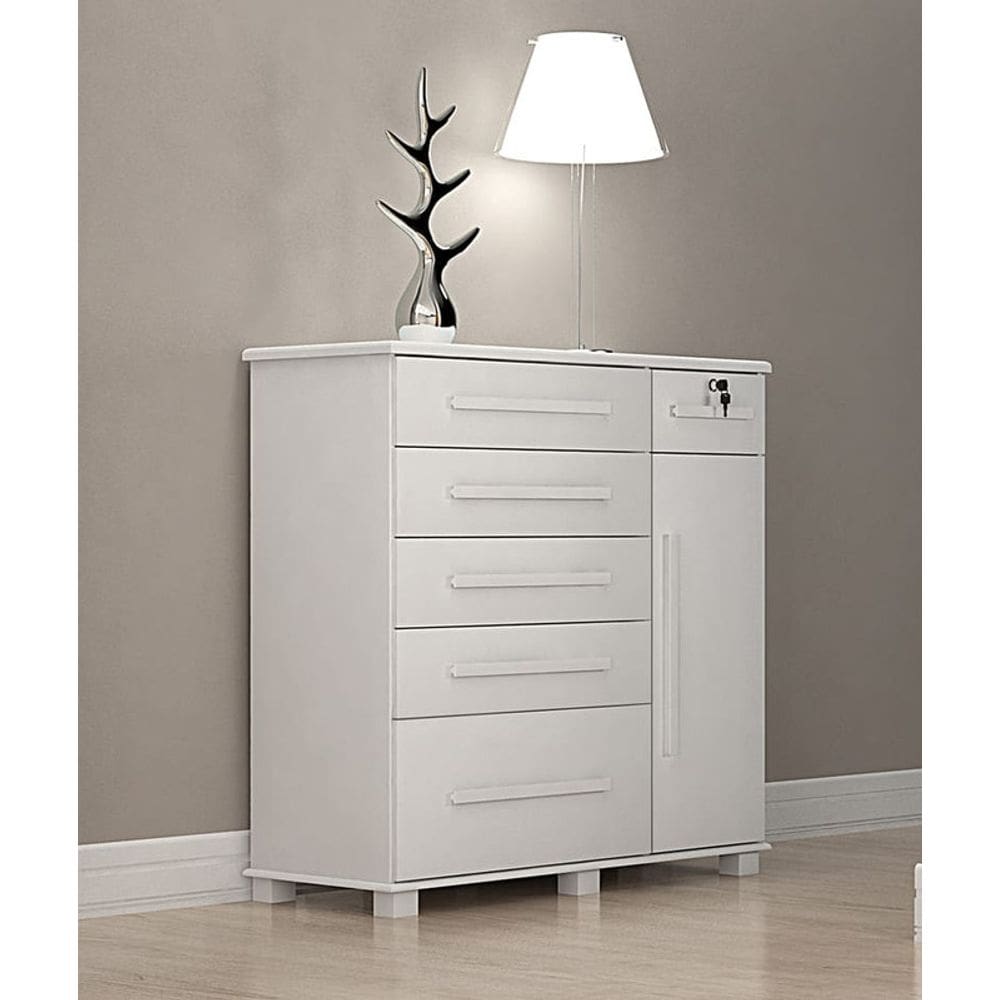 Cômoda para Quarto com Sapateira 6 Gavetas - 046-Neve - Star Móveis