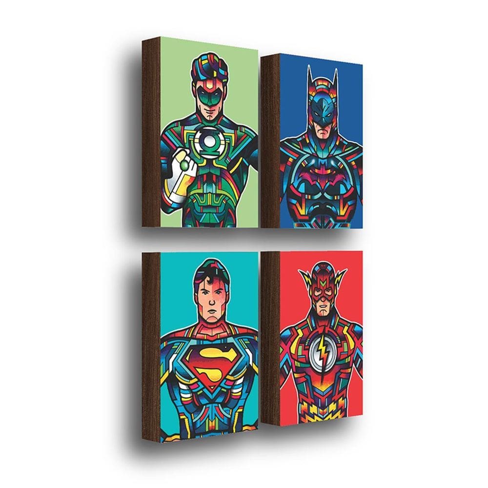 Kit 4 Quadros Decorativos Heróis Dc 20X30Cm