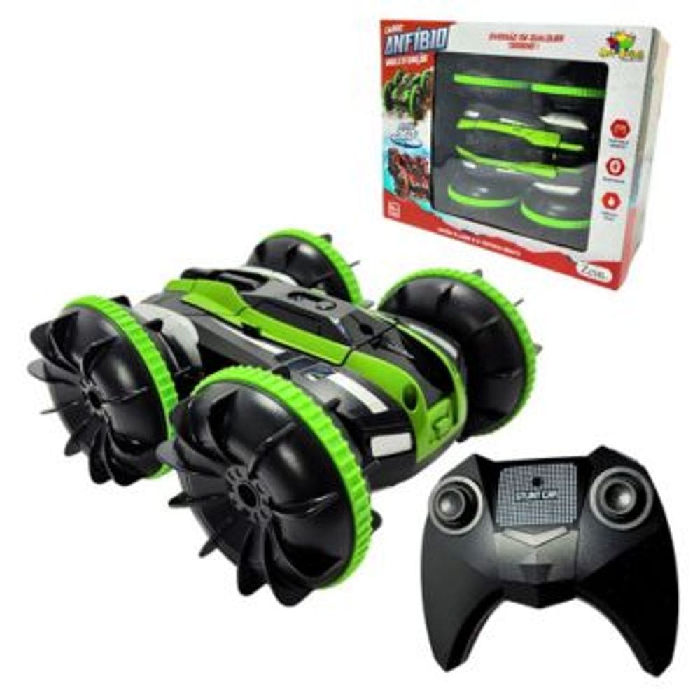 Carro Anfibio Controle Remoto Multifuncao Art Brink Recarregavel Anda na Agua