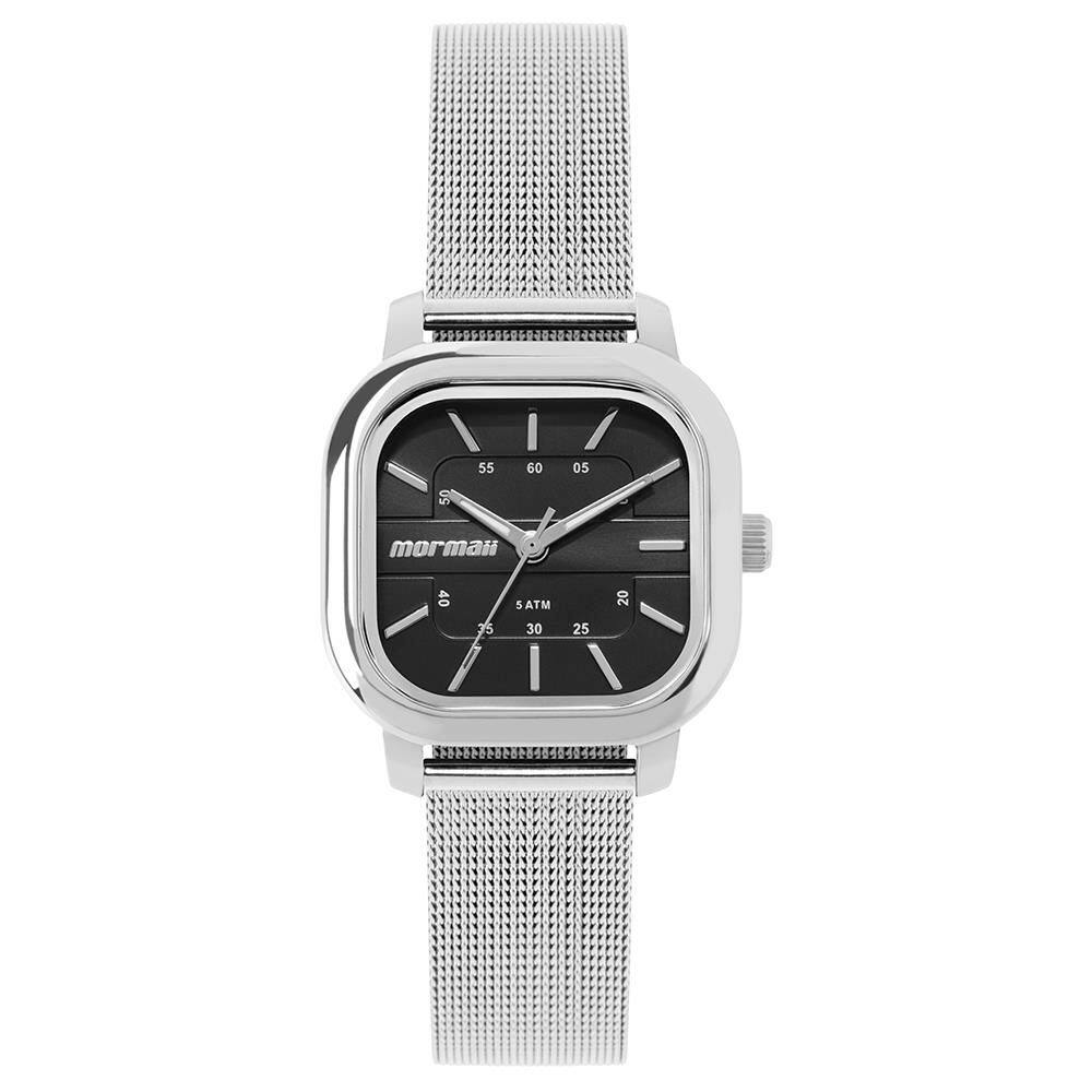 Relógio Mormaii Feminino Ref: Mo2036ke/1p Retangular Aço Mesh Prateado