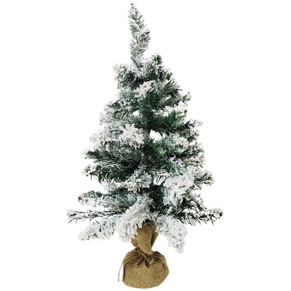 Pinheiro Nevado Rústico Luxo Base Linho Juta 60cm - Bela Flor