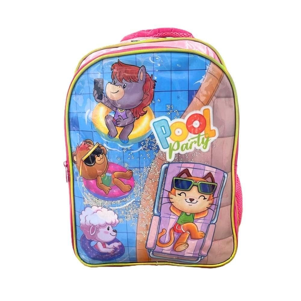 Mochila De Costas Infantil Escolar Feminina Pool Party Gatos
